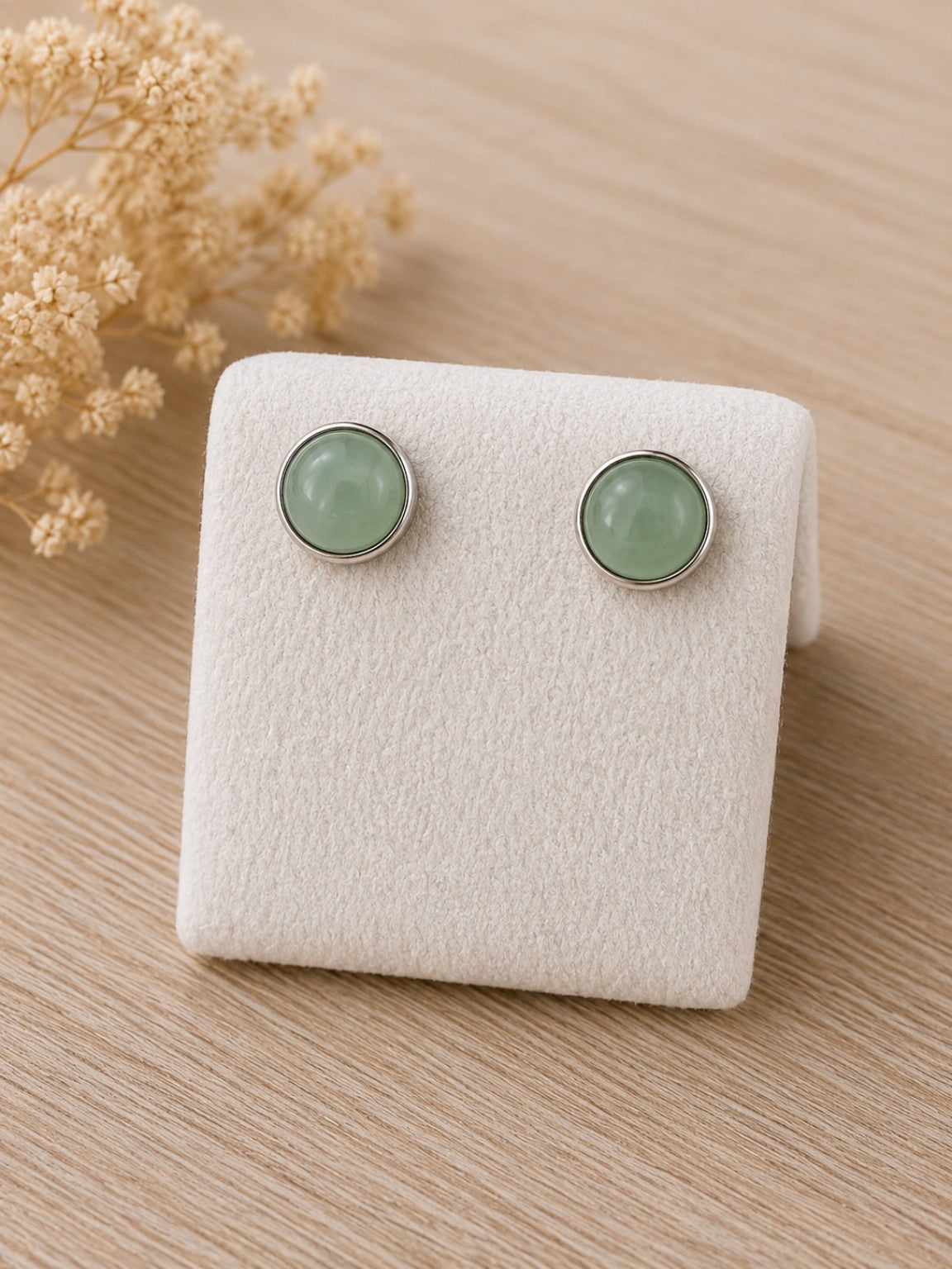 Orecchini Birichini in Argento 925 con Avventurina Verde naturale da 8 mm. Eterea Natural Stone