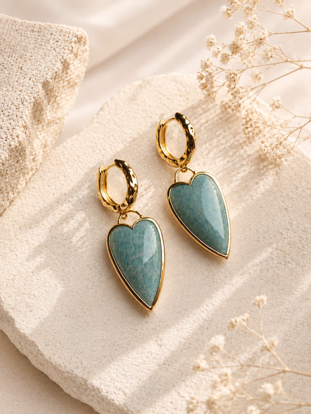 Orecchini Cuore in Amazonite Naturale Eterea Natural Stone
