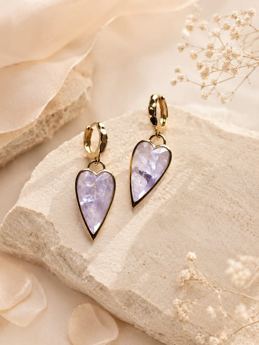 Orecchini Cuore in Ametista Lavanda Eterea Natura Stone