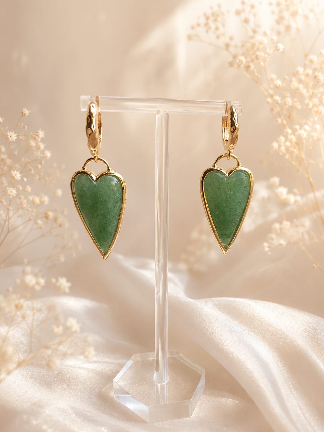 Orecchini Cuore in Aventurina Verde –Eterea Natural Stone
