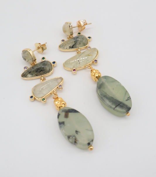 Orecchini Lunghi in Prehnite Naturale | Eterea Natural Stone