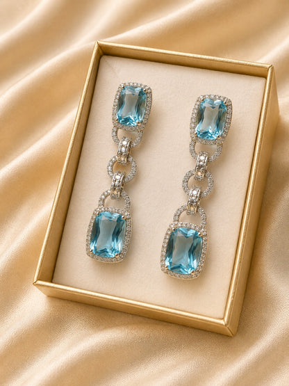 Orecchini Venere con Cristalli CZ Azzurri e Zirconi | Eterea Natural Stone