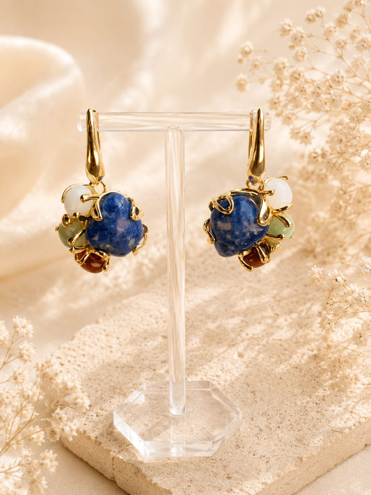 Orecchini a Grappolo in Sodalite e Quarzi Naturali Eterea Natural Stone