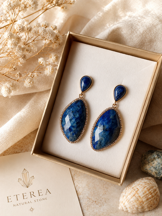 Orecchini pendenti in Lapislazzuli naturale con cristalli Eterea Natural Stone