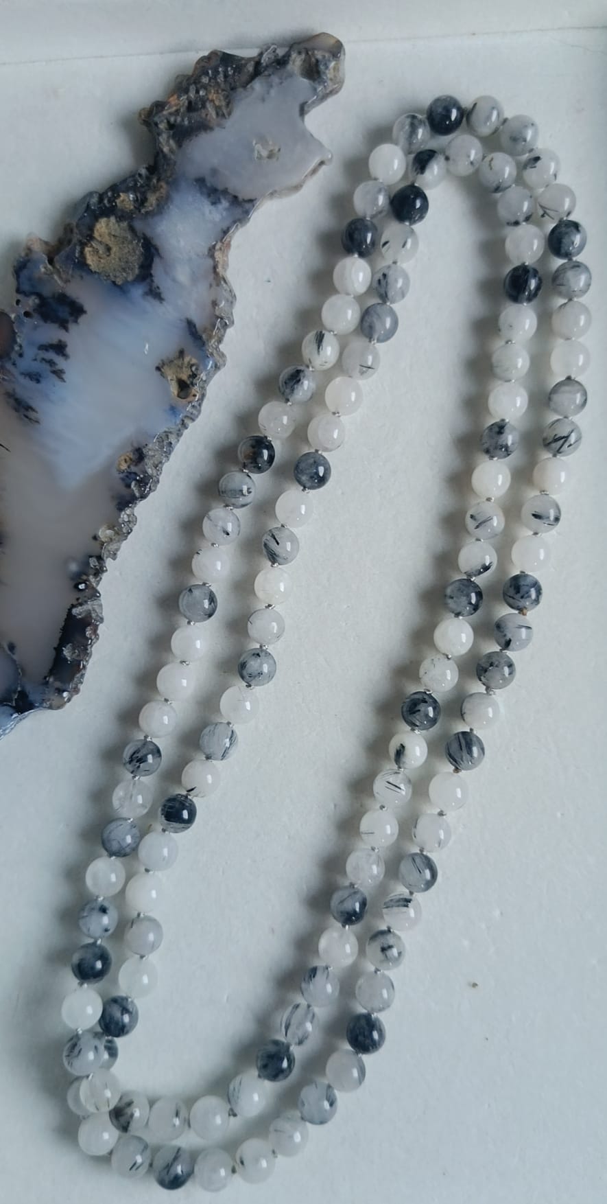 Collana lunga in Quarzo Tormalinato 120 cm