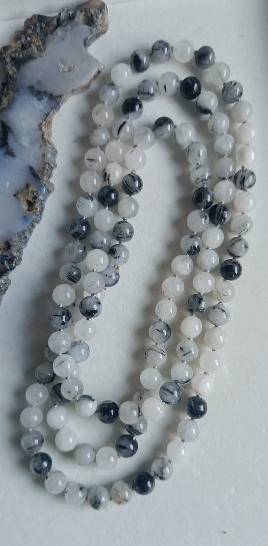 Collana lunga in Quarzo Tormalinato 120 cm
