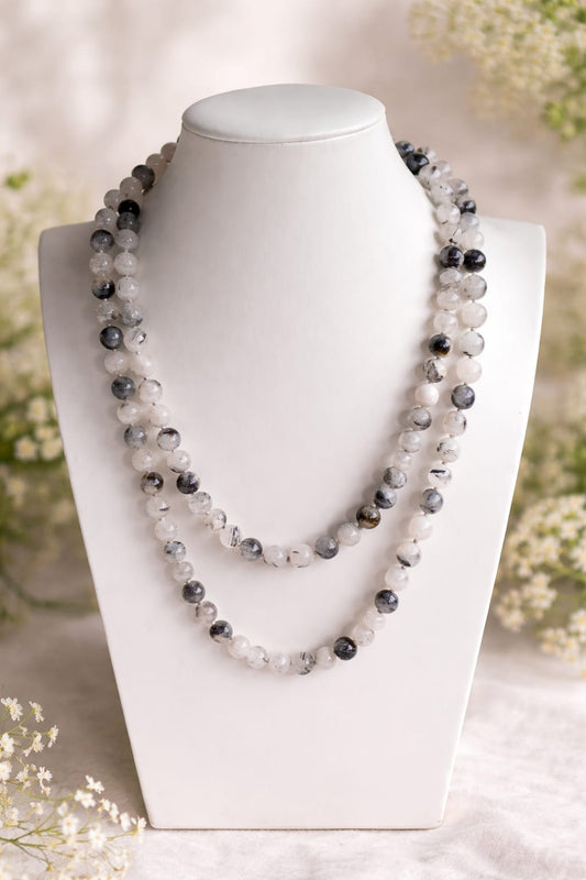 Collana lunga in Quarzo Tormalinato 120 cm