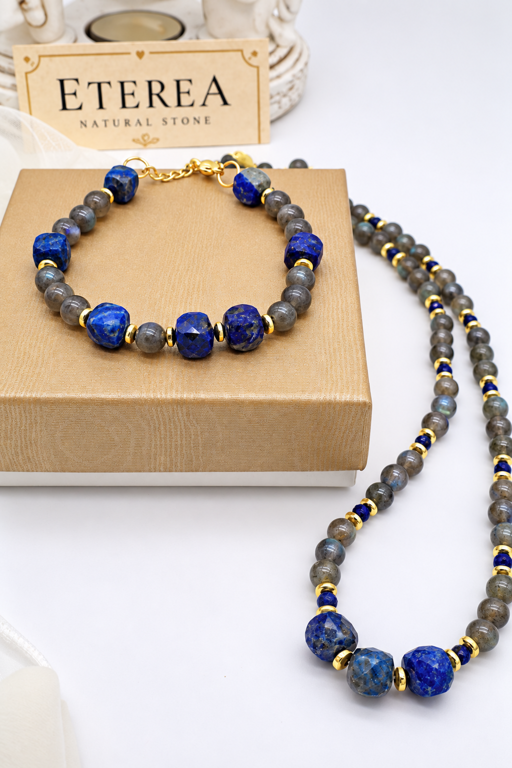 Bracciale in Labradorite Naturale e Lapislazzuli – Eterea Natural Stone
