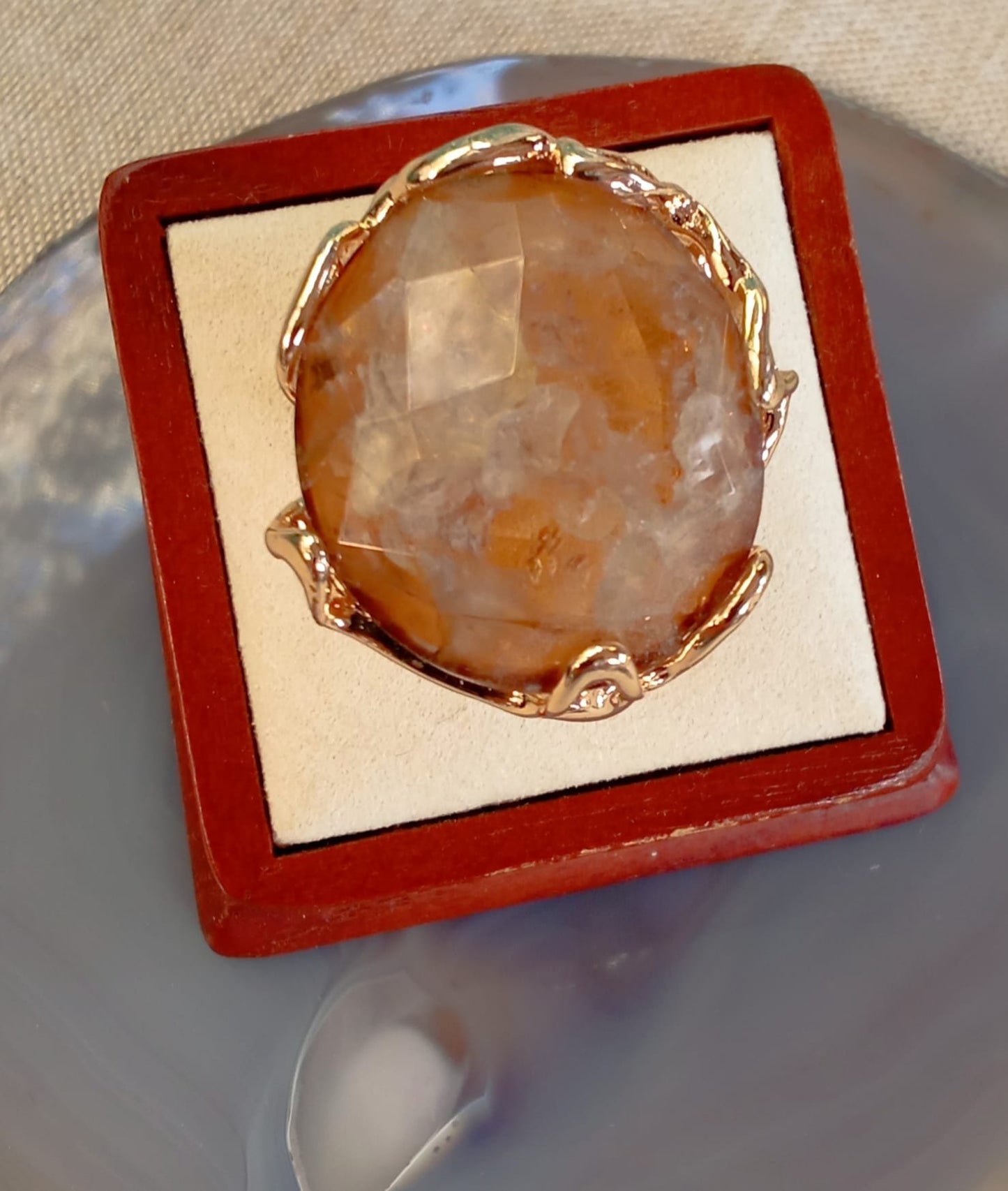 Anello in Cristallo di Rocca ambrato