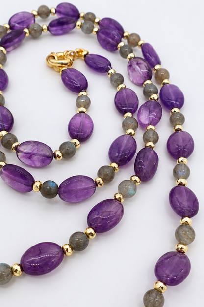 Collana Ametista e Labradorite Naturali 80 cm | Eterea