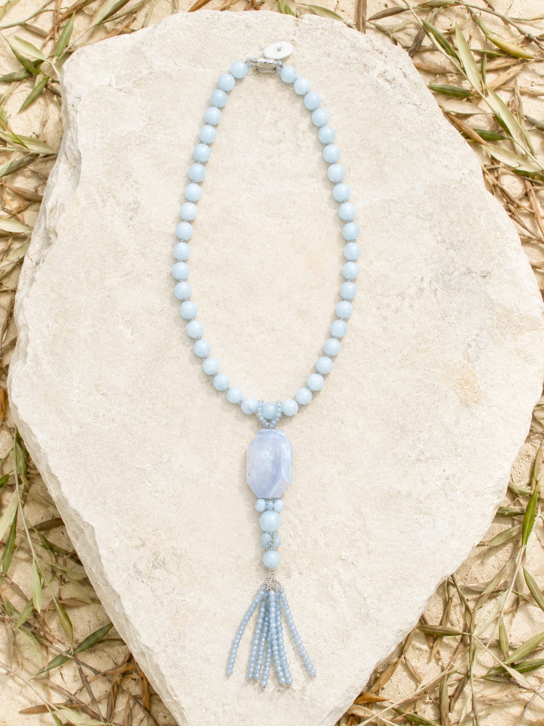 Collana Girocollo in Cianite Celeste e Agata Celeste