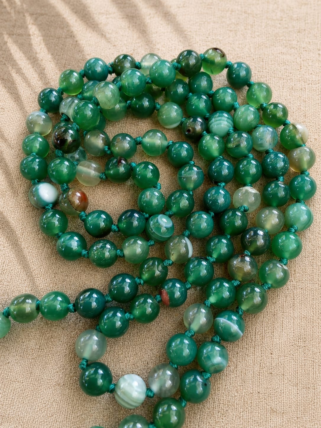 Collana Lunga in Agata Verde Naturale 120 cm – Pietre da 8 mm