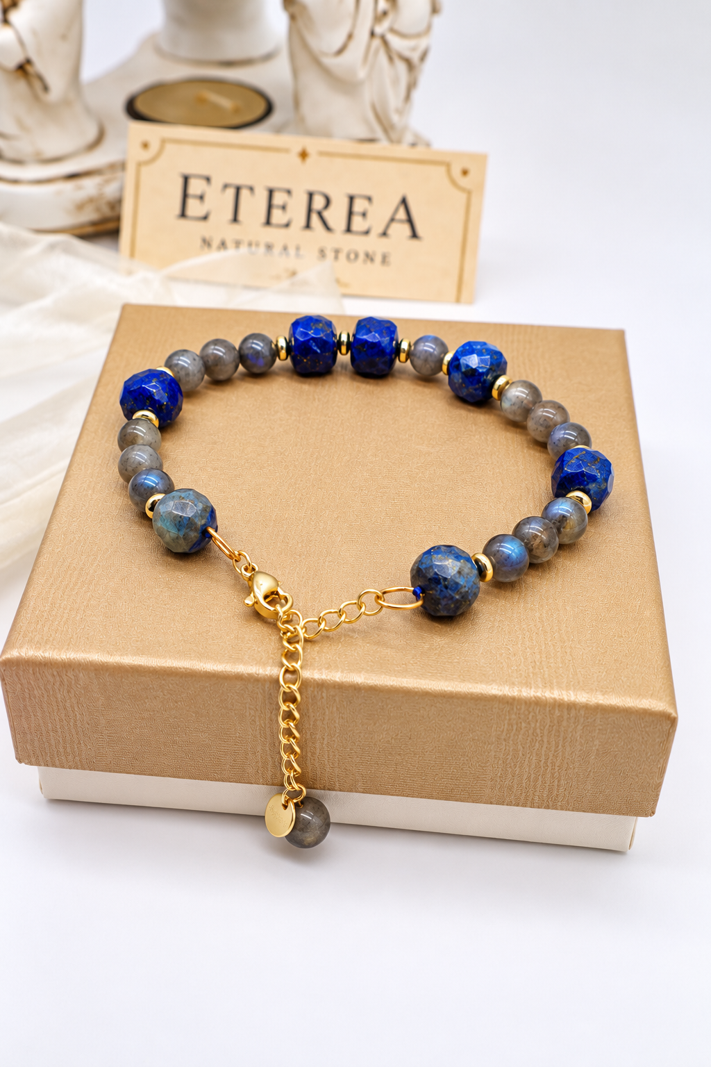 Bracciale in Labradorite Naturale e Lapislazzuli – Eterea Natural Stone