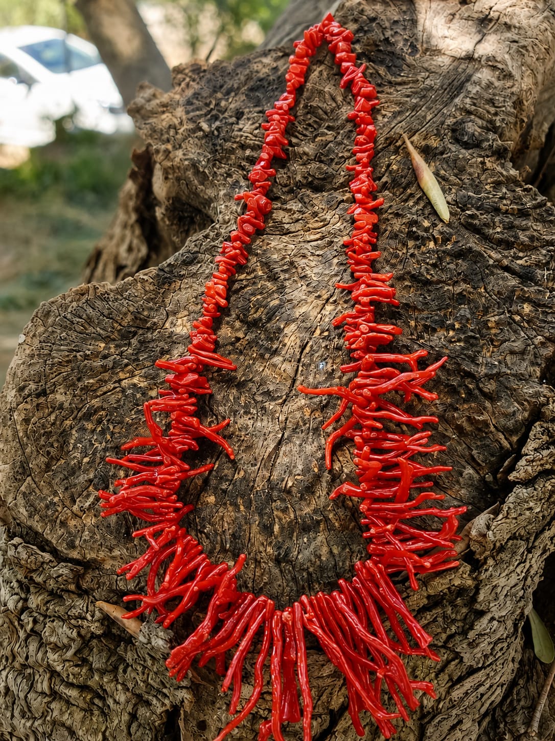 Collana Girocollo in Corallo Naturale Rosso con Chiusura in Argento 925