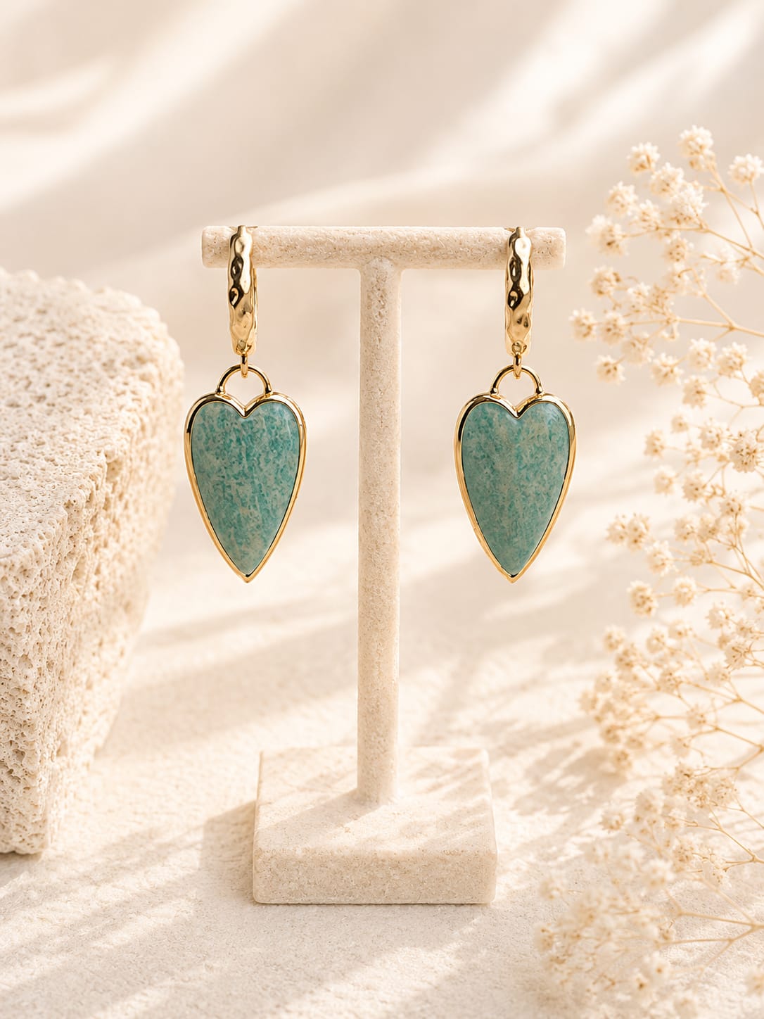 Orecchini Cuore in Amazonite Naturale