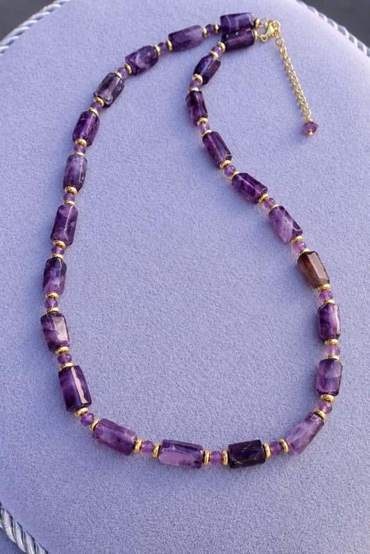 Collana Girocollo in Ametista Sfaccettata