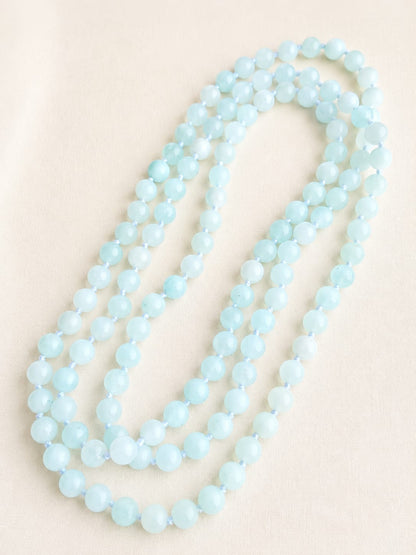 Collier en jade naturel aqua 120 cm
