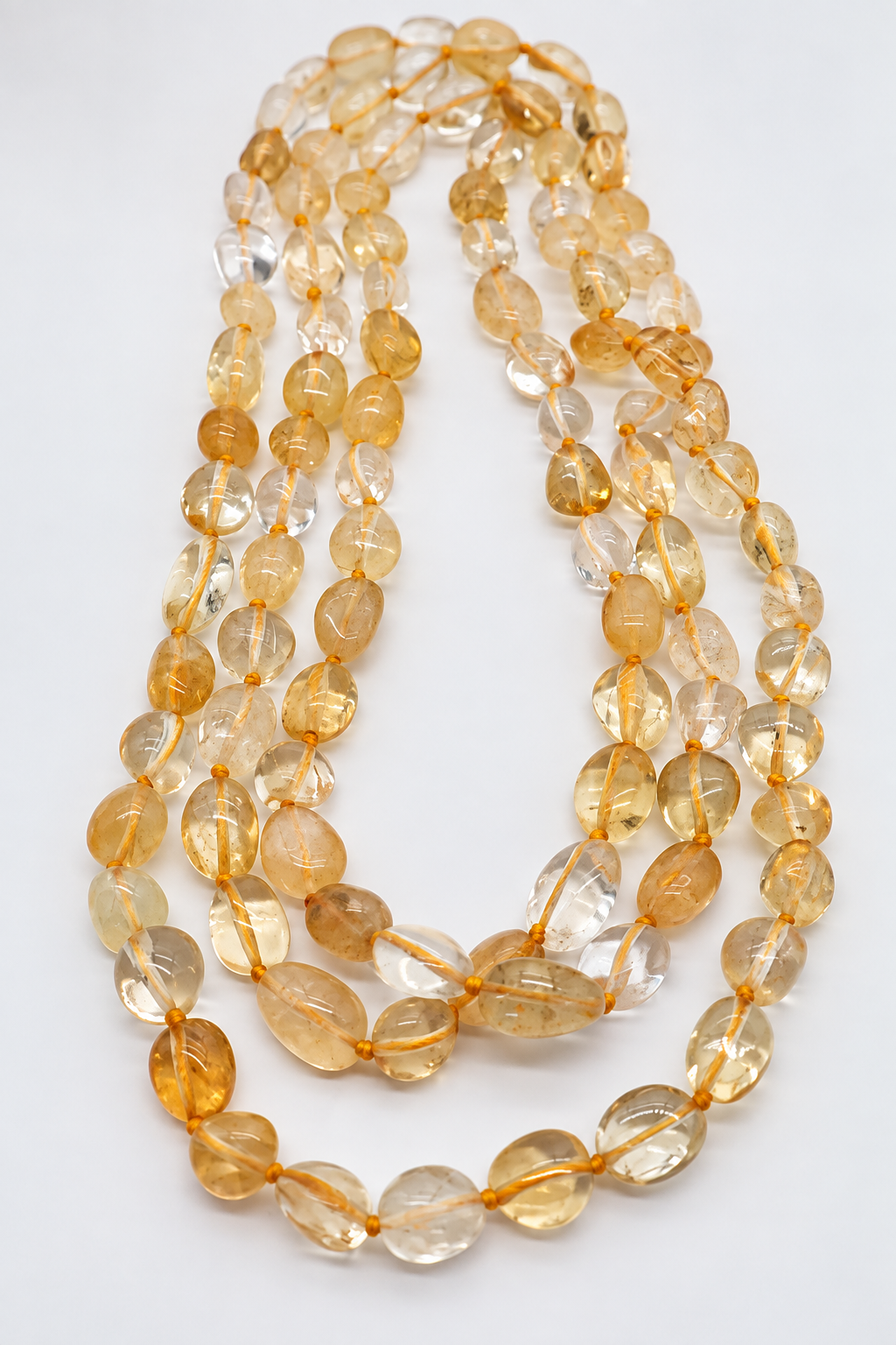 collana quarzo citrino, collana lunga 120 cm, quarzo citrino naturale, collana pietre naturali, collana Essential, gioielli Eterea, collana citrino ambrato