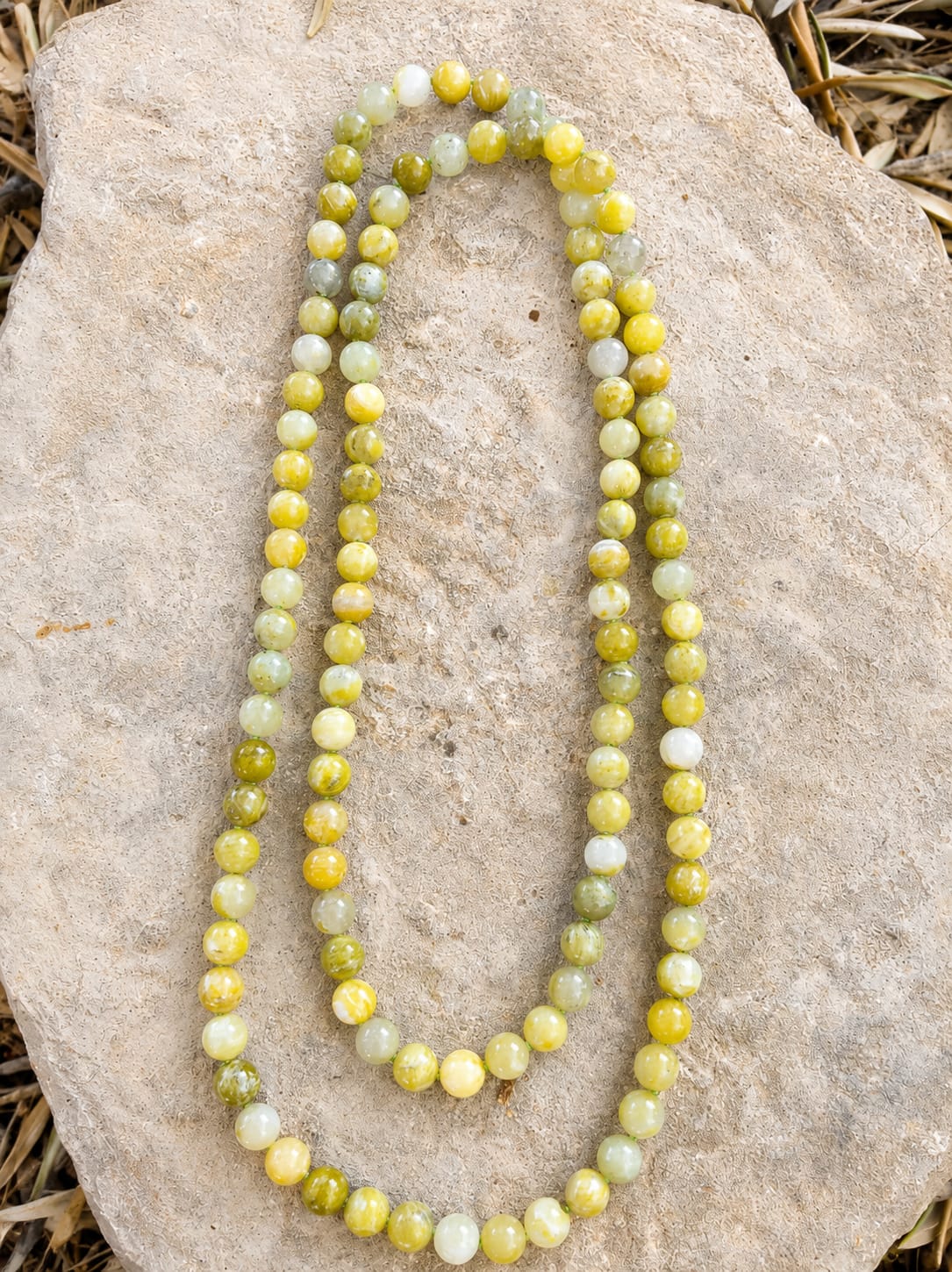 Collana Lunga Annodata in Quarzo Lemon Mediterraneo 120 cm