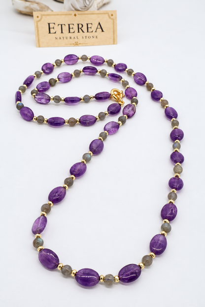 Collana Ametista e Labradorite Naturali 80 cm | Eterea