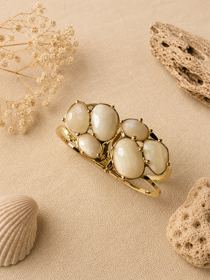 Bracciale Rigido con Pietra di Luna Bianca Sfaccettata | Eterea Natural Stone